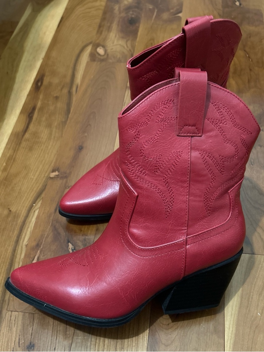 Red Western-Style Ankle Boots